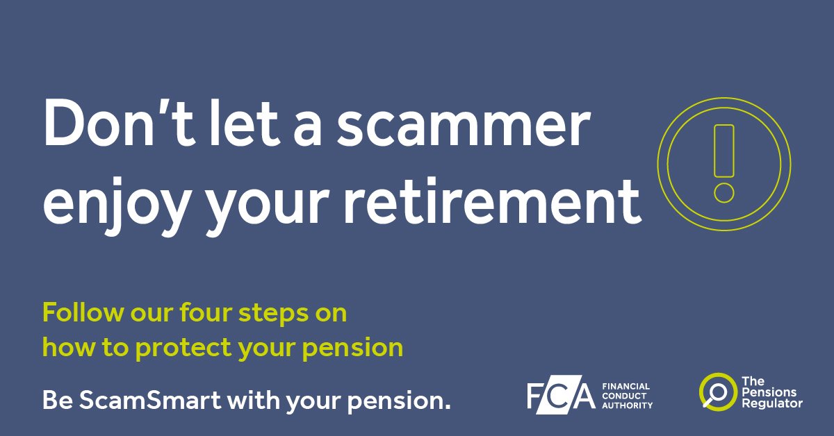 Be #ScamSmart with your pension, don’t be rushed or pressured into making a decision. ow.ly/9u3A50uAmUp