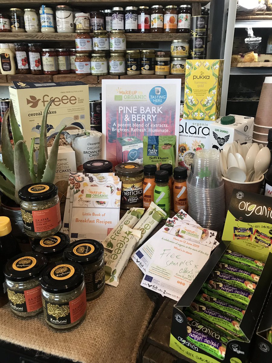 TillyAshton1's tweet photo. My last  #WakeuptoOrganic breakfast stop of the day at @wildcherrydeli. Lovely display of brekky samples in store. Sadly not the weather to sit on their beautiful sun terrace, but the food and coffee is as great as ever 🌿☕️💚@organicUK https://t.co/RlVfheS6pr