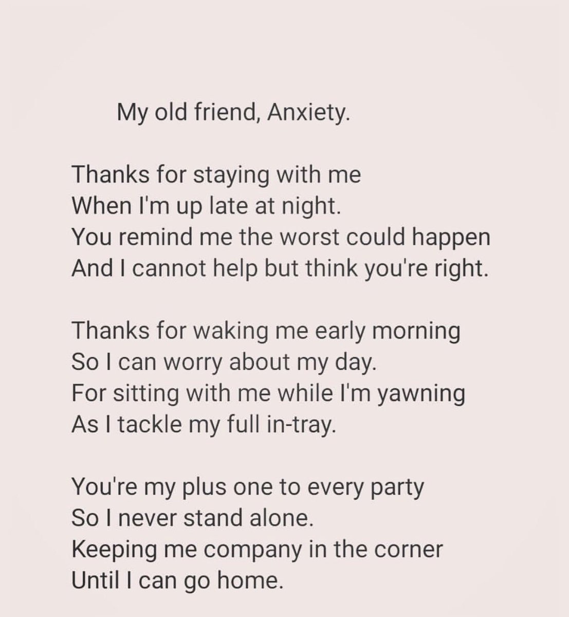 Elldayx_'s tweet photo. Living with Anxiety is truly an everyday struggle and this poem by @CamillaThurlow is a real eye opener and insight for those who may not understand it or those who are going through the same thing. https://t.co/EHZmhvln2z