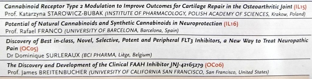 ChemMedChem's tweet photo. The afternoon sessions begin w/ #Opiods, Pain &amp; Endocannabinoids: Katarzyna Starowicz-Bubak (Polish Acad. of Sciences @ScienceinPoland), Rafael Franco (@UniBarcelona), Dominique Surleraux (@BCI_Pharma) &amp; James Breitenbucher (@UCSF). #cannabinoids #MedChem #Pharma #DrugDiscovery https://t.co/UhiJRJT3Ea