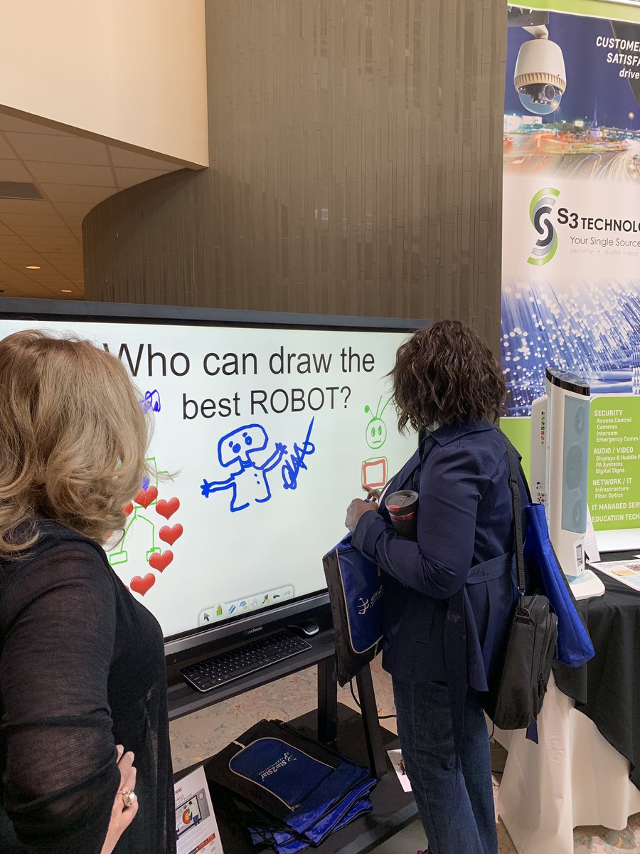 nancylarker's tweet photo. Stop by and draw your best robot! @Akron3T @S3EdTech @ViewSonicEDU_US @ViewSonic #FutureFierce https://t.co/DzGquamrHX