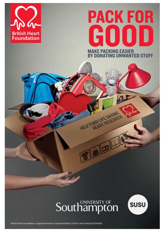SUSU (@union_soton) on Twitter photo Moving out? π‘ We've teamed up with <a href="/TheBHF/">British Heart Foundation</a> to bring you #PackForGood Please donate all your unwanted items so they can keep on saving lives β€οΈ Moving out? π‘ We've teamed up with <a href="/TheBHF/">British Heart Foundation</a> to bring you #PackForGood Please donate all your unwanted items so they can keep on saving lives β€οΈ
