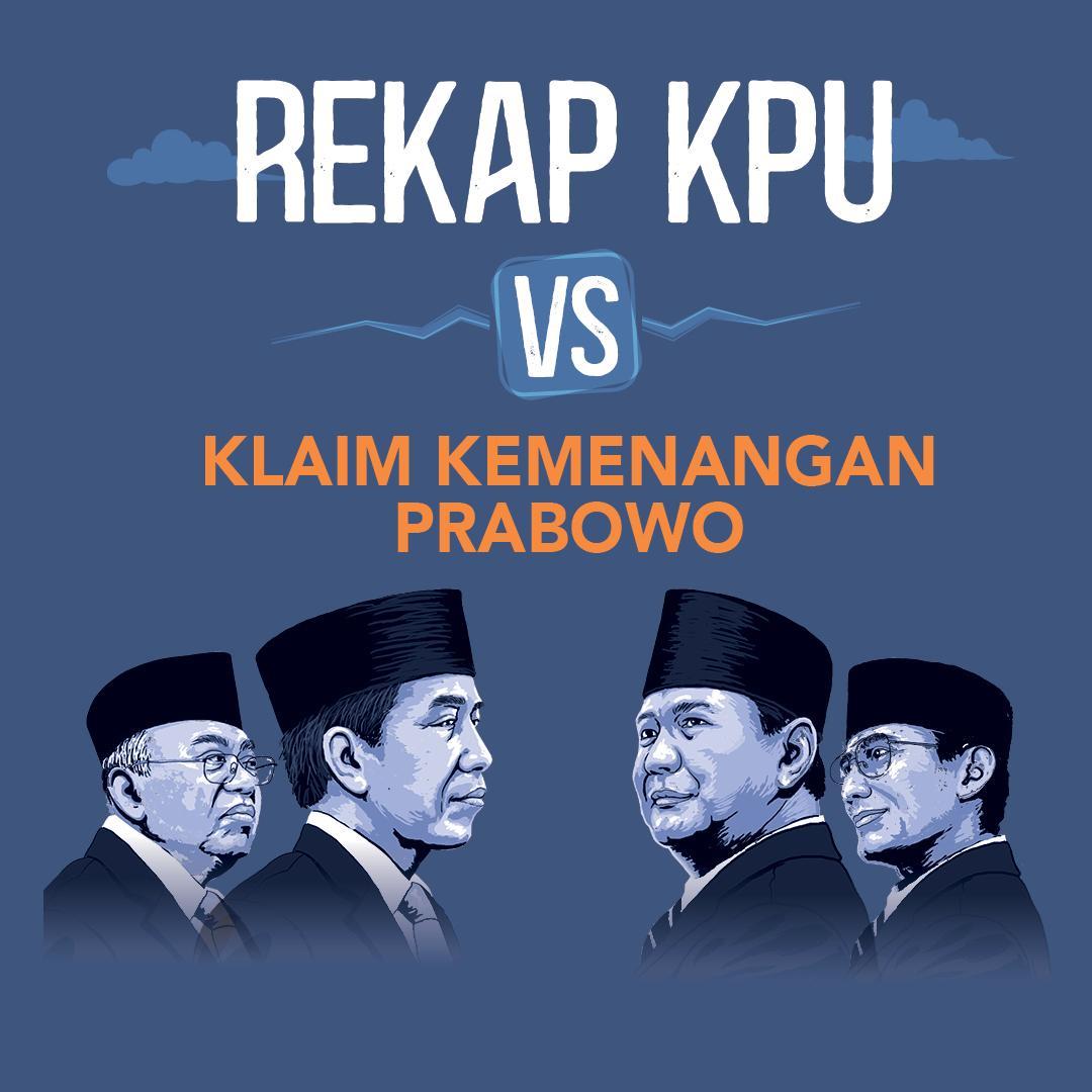 detikcom's tweet image. Berdasarkan keputusan KPU, Jokowi-Ma&apos;ruf Amin mendapatkan 85.607.362 suara. Namun, Prabowo menilai suara Jokowi-Ma&apos;ruf digelembungkan KPU sehingga ia kalah. 

Seperti apa perhitungan klaim kemenangan Prabowo? Simak #Infografis ini: bit.ly/2XFx2rZ