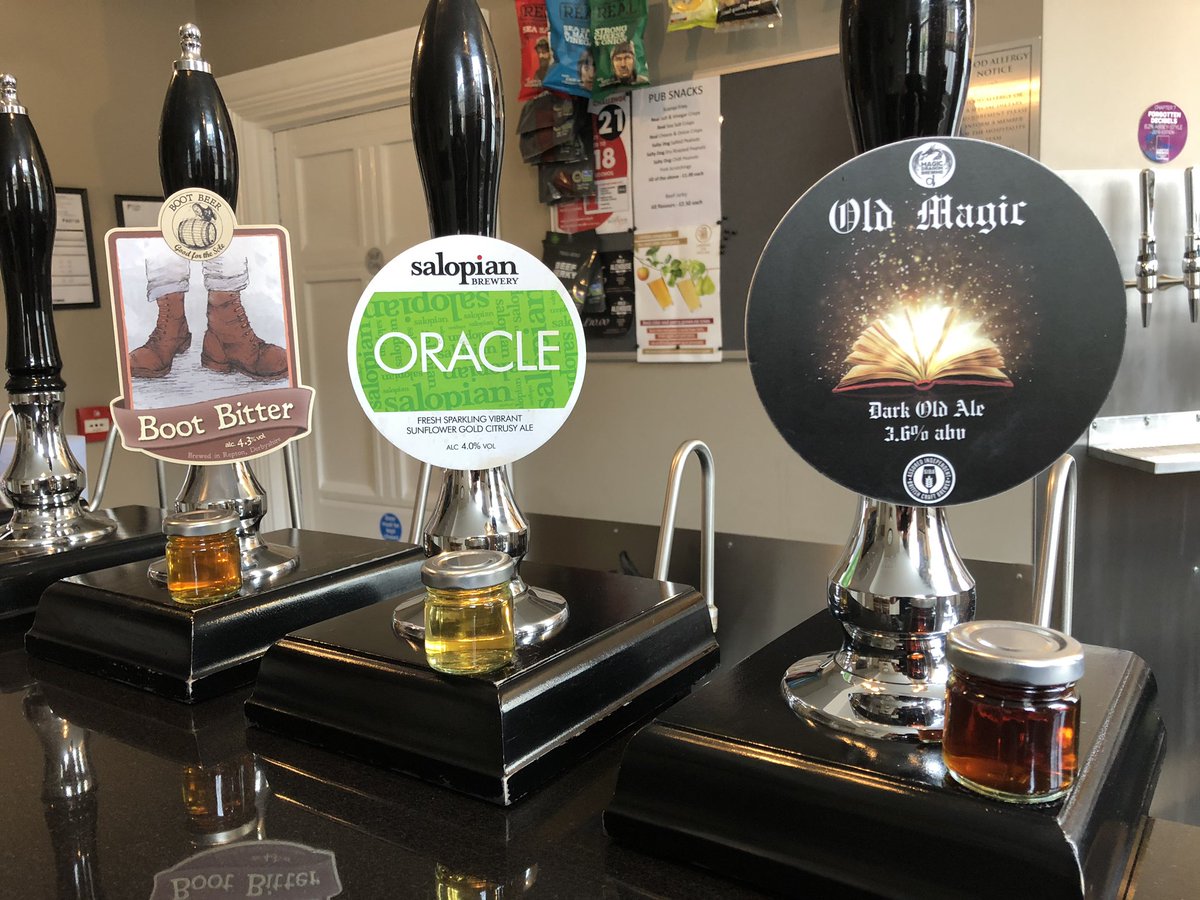 MoldAleHouse's tweet photo. Wednesday’s cask ale from 2pm - 

Boot Bitter - @TheBootBeer 
Oracle - @SalopianBrewery 
Old Magic - @BrewingDragon https://t.co/zzz1pKCvKd