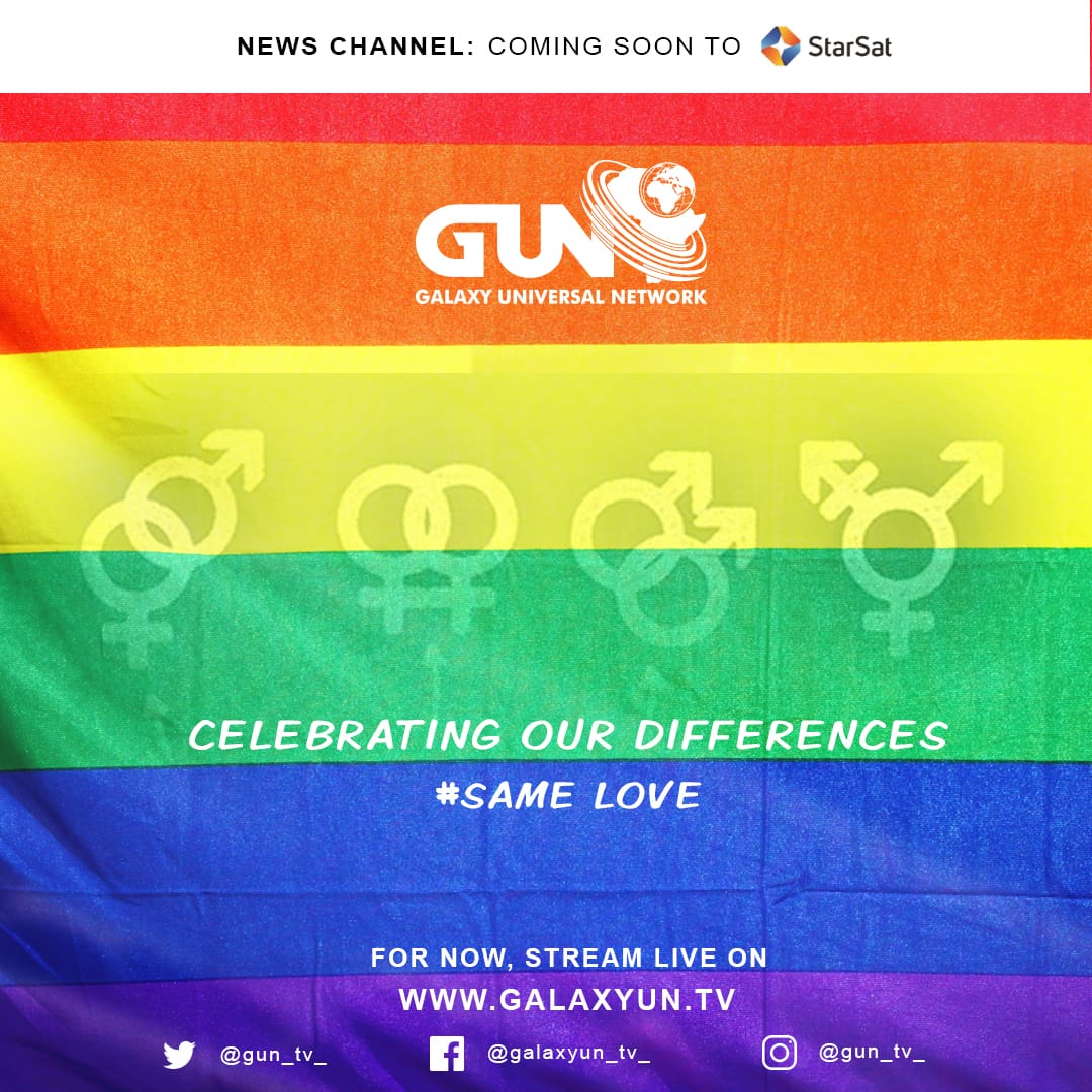 gun_tv_'s tweet photo. We say NO to Discrimination! We say NO to Homophobia! This is the month to be happy as we celebrate the LGBTQ community, the true Rainbow Nation! Happy Pride Month!
#pridemonth #@gaypride #LGBTQ #notohomophobia #galaxynews #galaxyuniversalnetwork #rainbownation #samelove https://t.co/7g4HhIVtIm