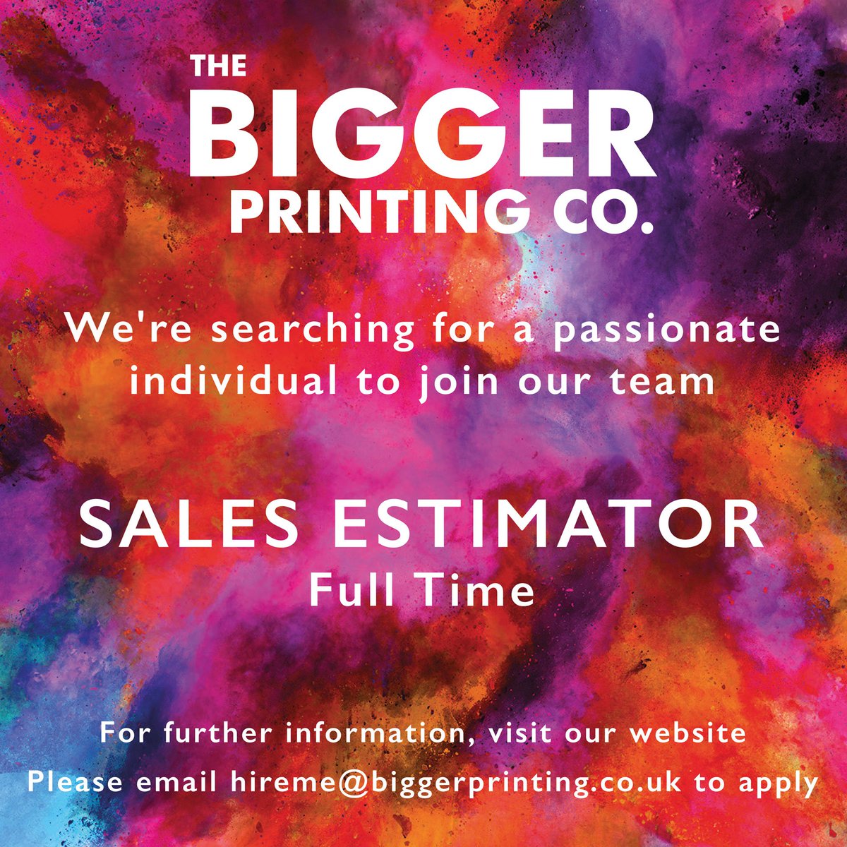 WE'RE HIRING!

We're searching for a passionate Sales Estimator to join our team. If you are dedicated to putting the client first, please get in touch. 

Check out bit.ly/vacancies-print for a full job description, and details on how to apply

#GlosBiz #cheltjob #hiring