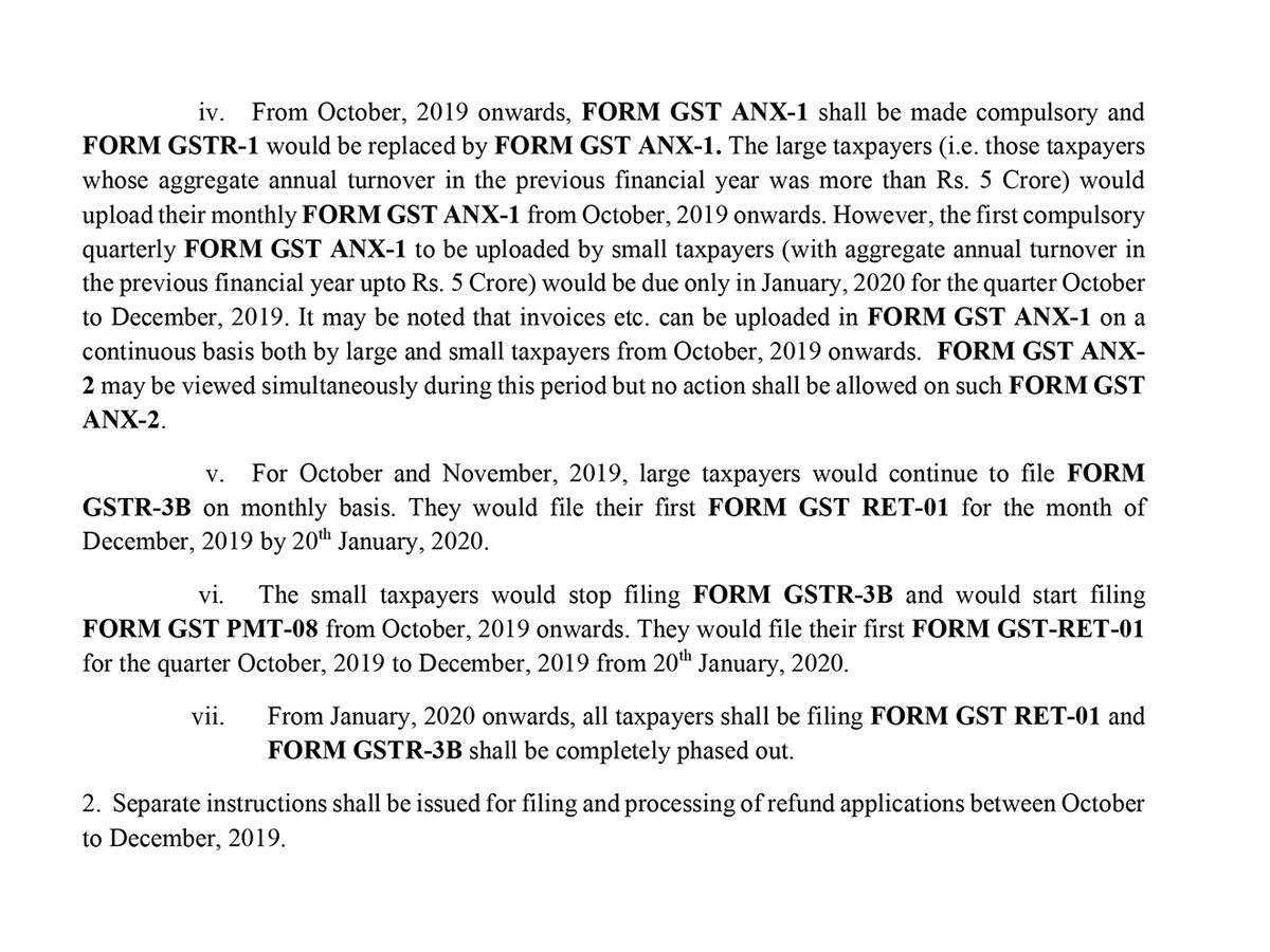 SagInfoTech's tweet photo. From July 2019 the taxpayers will be introduced with a new return filing system consisting of three components one main return RET-1 and two annexures (ANX-1 & ANX-2).
Get more information: https://t.co/IE0xm78zjY
#GST #GSTCouncil #RET1 #ANX1 #ANX2 #Return #Form https://t.co/7aioqAvtDu