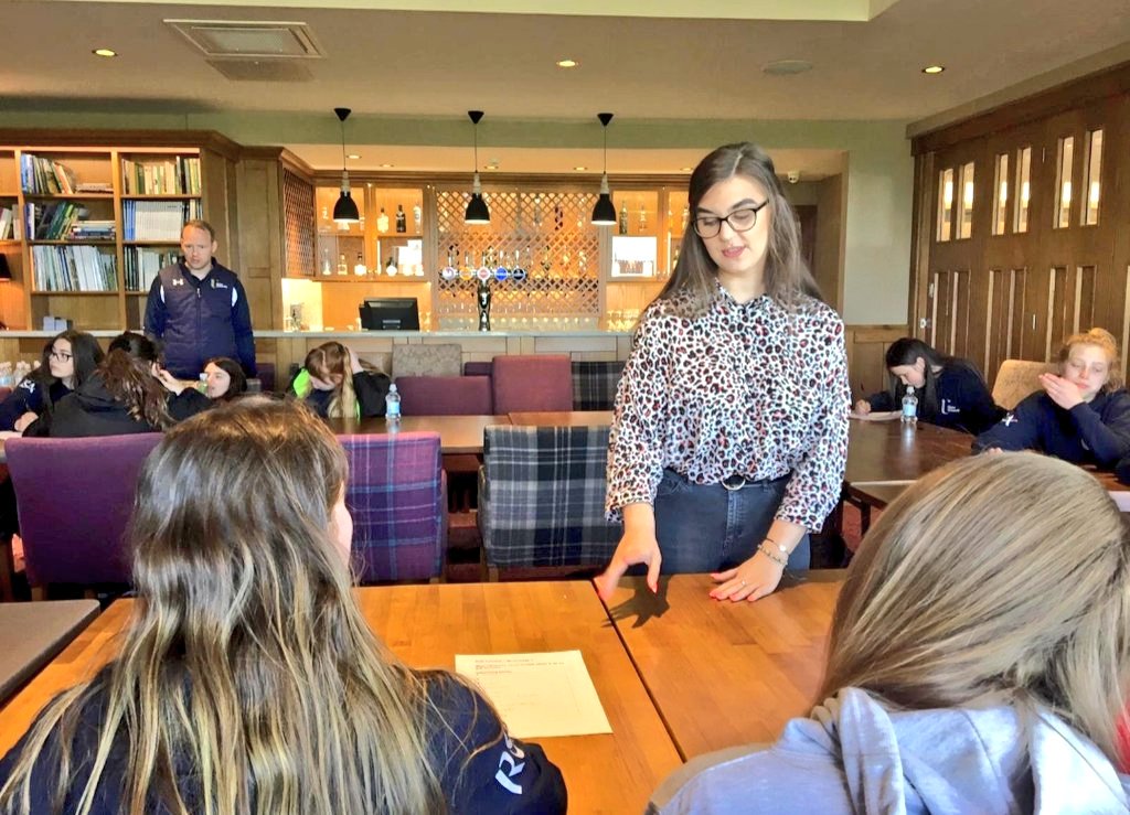 PeterBolan's tweet photo. Fantastic work from our #ITTM students Chloe @ChloeStewart06 & Holly @HollyHumeUUC @royalportrush today running school workshops on #golftourism & #TheOpen as part of the @UlsterUni #GirlsonCourse https://t.co/e3L6kMsUZf