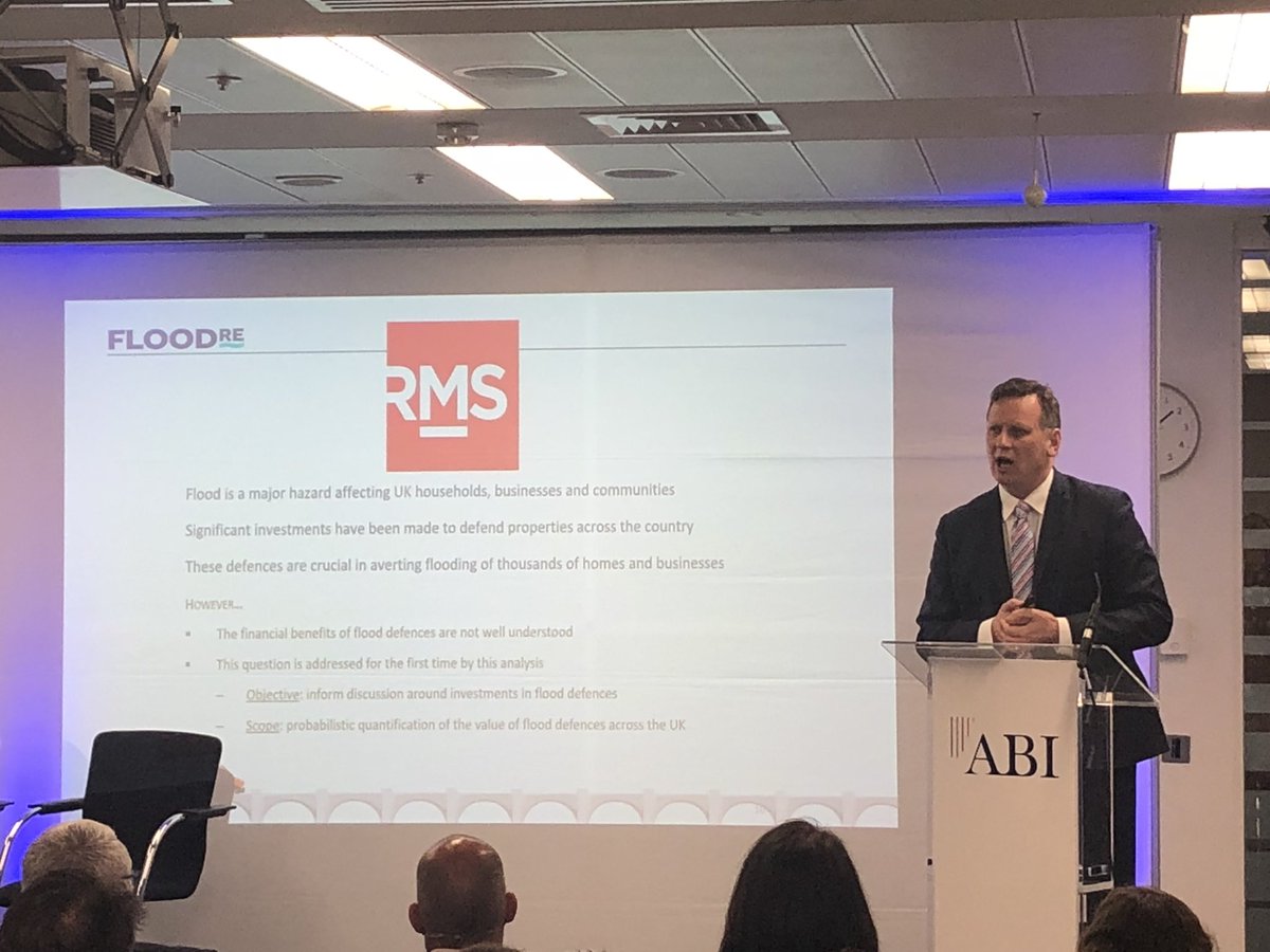 The_ABI_UK's tweet photo. Transition Director at @floodre, Dermot Kehoe, is taking #ABIProperty through their new research on flood defences, done by @RMS. Read more: https://t.co/yqBUNZD3Mw https://t.co/DckoxasRJV