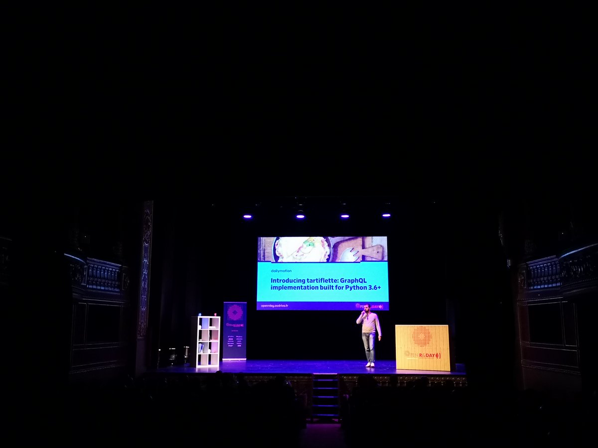 #OpenRDay Découvrez comment construire une API #GraphQL simplement avec le SDL, grâce à Tartiflette, un nouveau moteur GraphQL Python Tout un programme :) <a href="/tsunammis/">Stan Chollet</a> <a href="/dailymotionEng/">Dailymotion Tech</a>