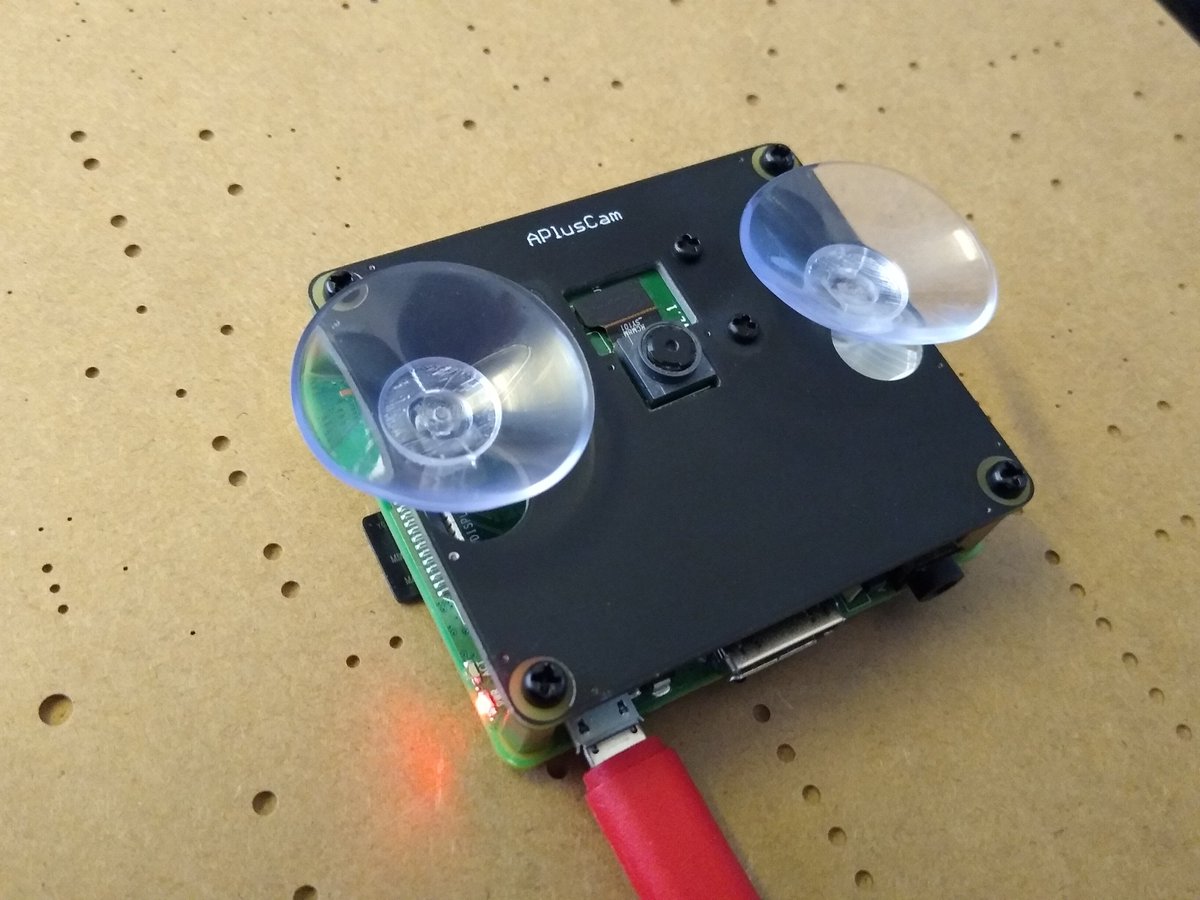 burtyb's tweet image. #RaspberryPi 3A+ &quot;HAT&quot; and a couple of suction cups for a 5Ghz WiFi upgrade to the #ZeroView :)