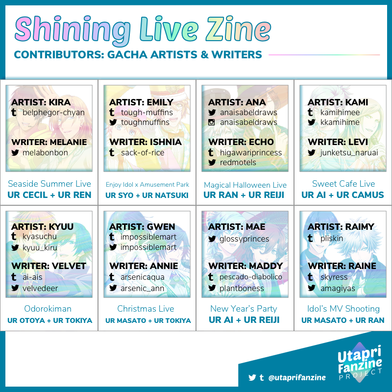 UtapriFanzine's tweet photo. [RT🎉] ZINE CONTRIBUTOR ANNOUNCEMENT

Thank you everyone for applying and waiting for the results! We originally planned to include 37 people but decided to extended it to 52 contributors!

More info is in our Tumblr post: https://t.co/ws5jBrlglv

#SLzine #shininglive #utapri https://t.co/MCKXaQMSAt