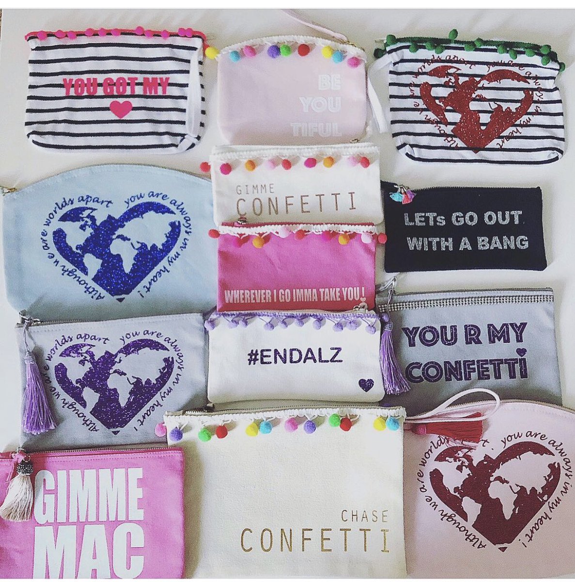 Sweet peeps💜I‘d be more than happy to design your individual pouch.Get your #lovemade item by making a small donation to help #endalz 🙏👇crowdrise.com/KatrinTinkaVol… 
#missyou #kickalzintheballz