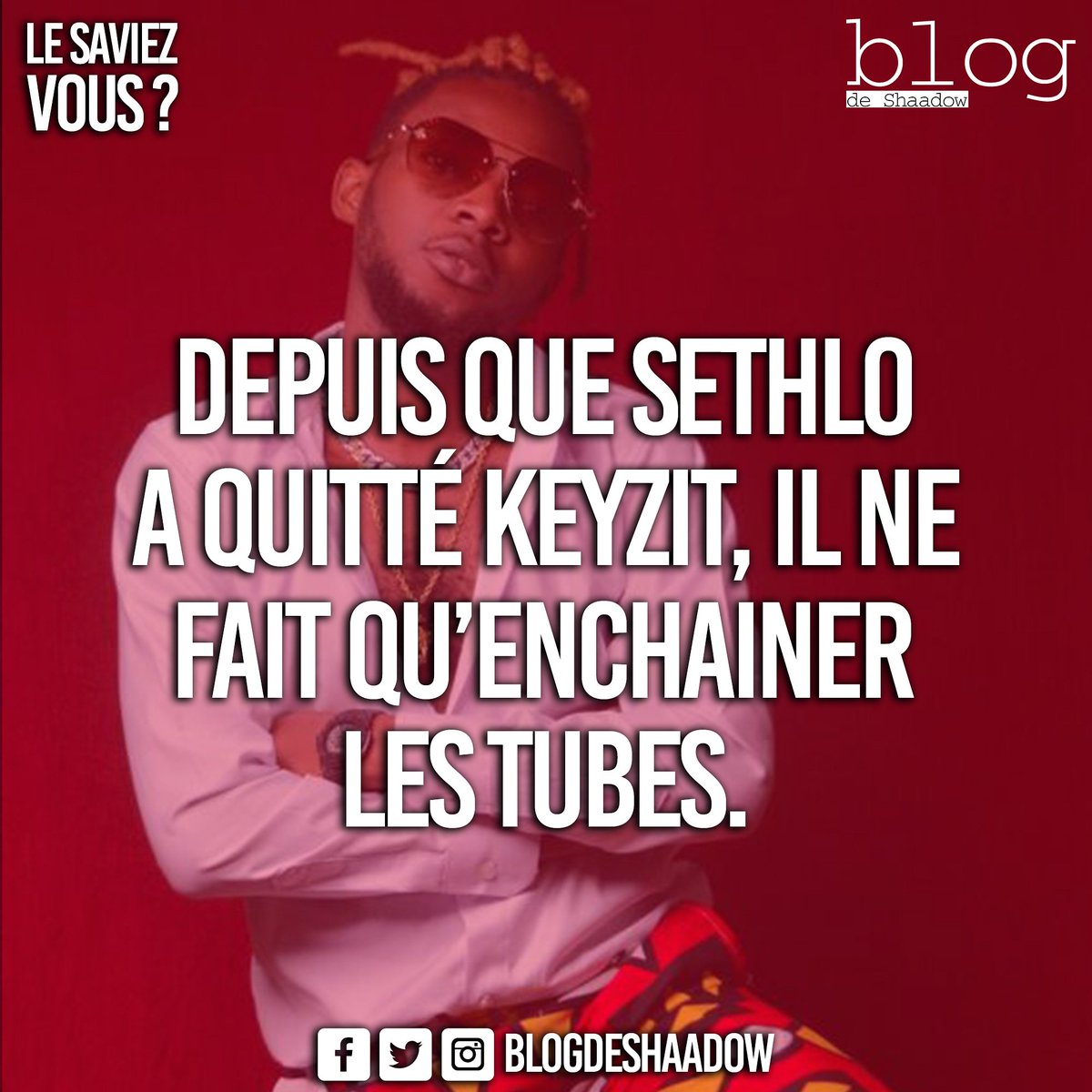 musiqpress's tweet photo. Depuis que Sethlo Officiel s'est libéré du joug de KEYZIT il ne fait que briller et de sortir des sons qui te mettent bien. On est d'accord.
Doit-on conclure que #Keyzit ne permet pas aux artistes de vraiment développer leurs potentiel? 🤔 la question se pose.
#blogdeshaadow https://t.co/P1ggwUStIP