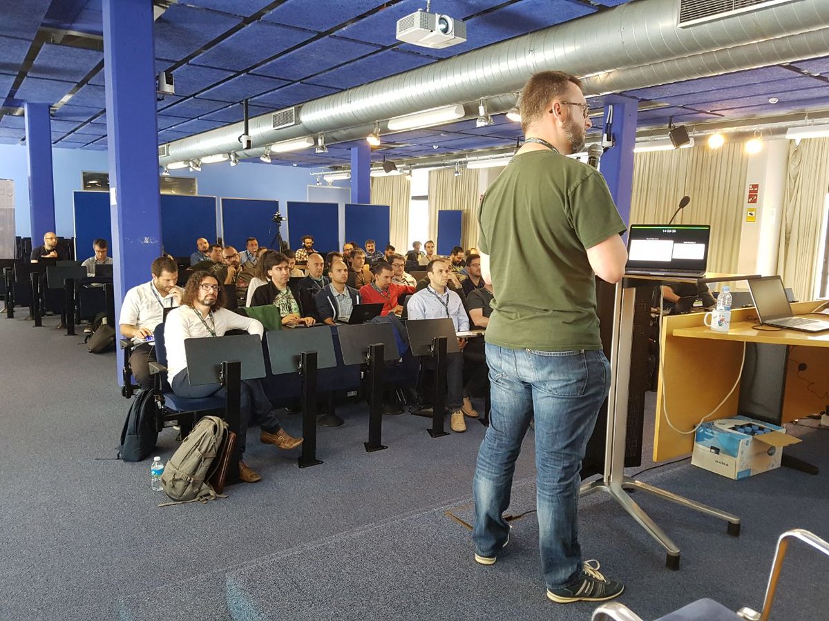 After an amazing morning session at the <a href="/SingularityApp/">Apptainer (formerly Singularity)</a> workshop with <a href="/CarlosEArango/">Eduardo Arango</a> from <a href="/SylabsIO/">Sylabs Inc.</a>, the afternoon session of starts with <a href="/kehoste/">Kenneth Hoste (mastodon: boegel@mast.hpc.social)</a> presenting how <a href="/easy_build/">EasyBuild (easybuild@mast.hpc.social)</a> can help with #Singularity deployment #HPCKP19