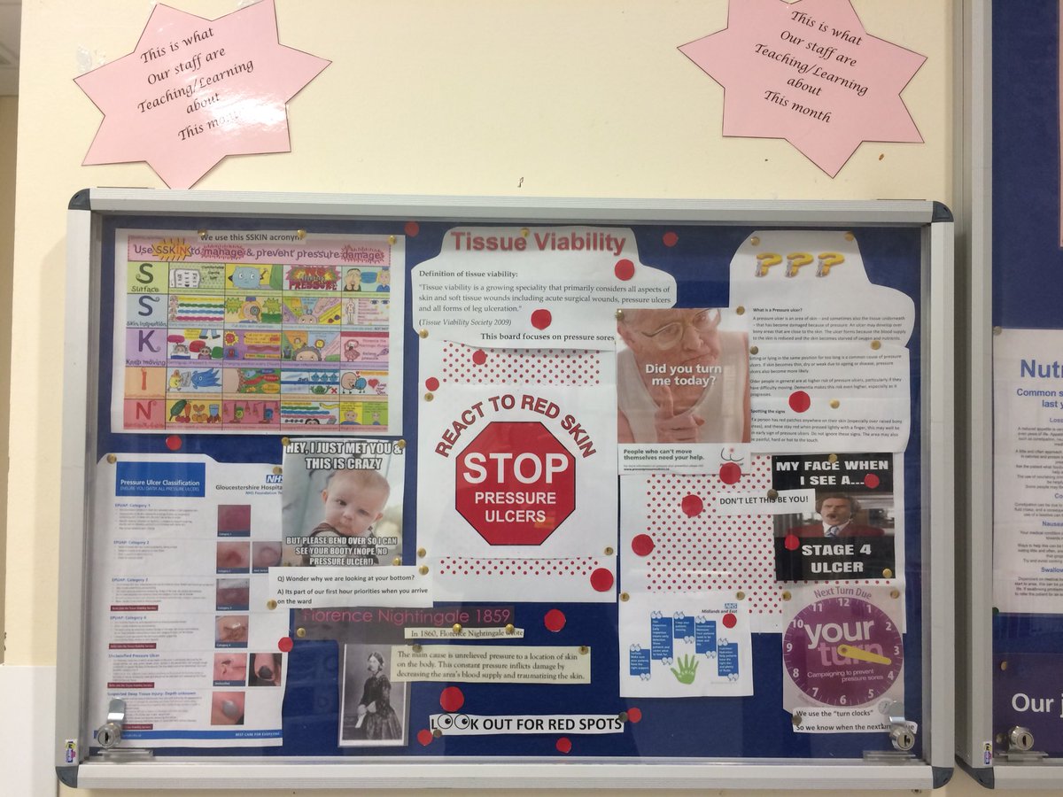 respiratoryCGH's tweet photo. This month Team Avening are focusing on pressure ulcer prevention. Thanks to our tissue viability link team for updating the teaching board. #react2red #tissueviability #respiratory @TVNGHNHSFT https://t.co/syiiQxvZLg