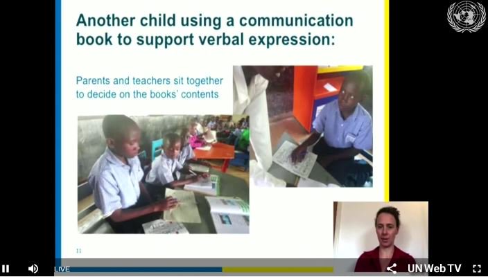 iddcconsortium's tweet photo. @McGeownJulia @HI_UK presents a case study from Rwanda demonstrating how access to communication books can enhance #InclusiveEducation at #COPS12 #CommunicationImpairment #RightToCommunication #RightToEducation #CRPD24 #SDG4 https://t.co/wHroKarWBF