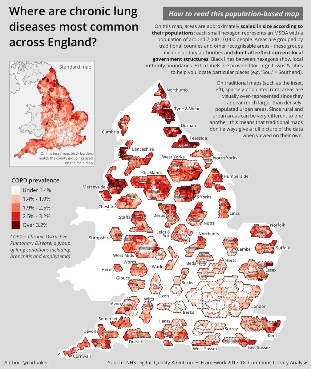 Chronic lung diseases in England - population-based map