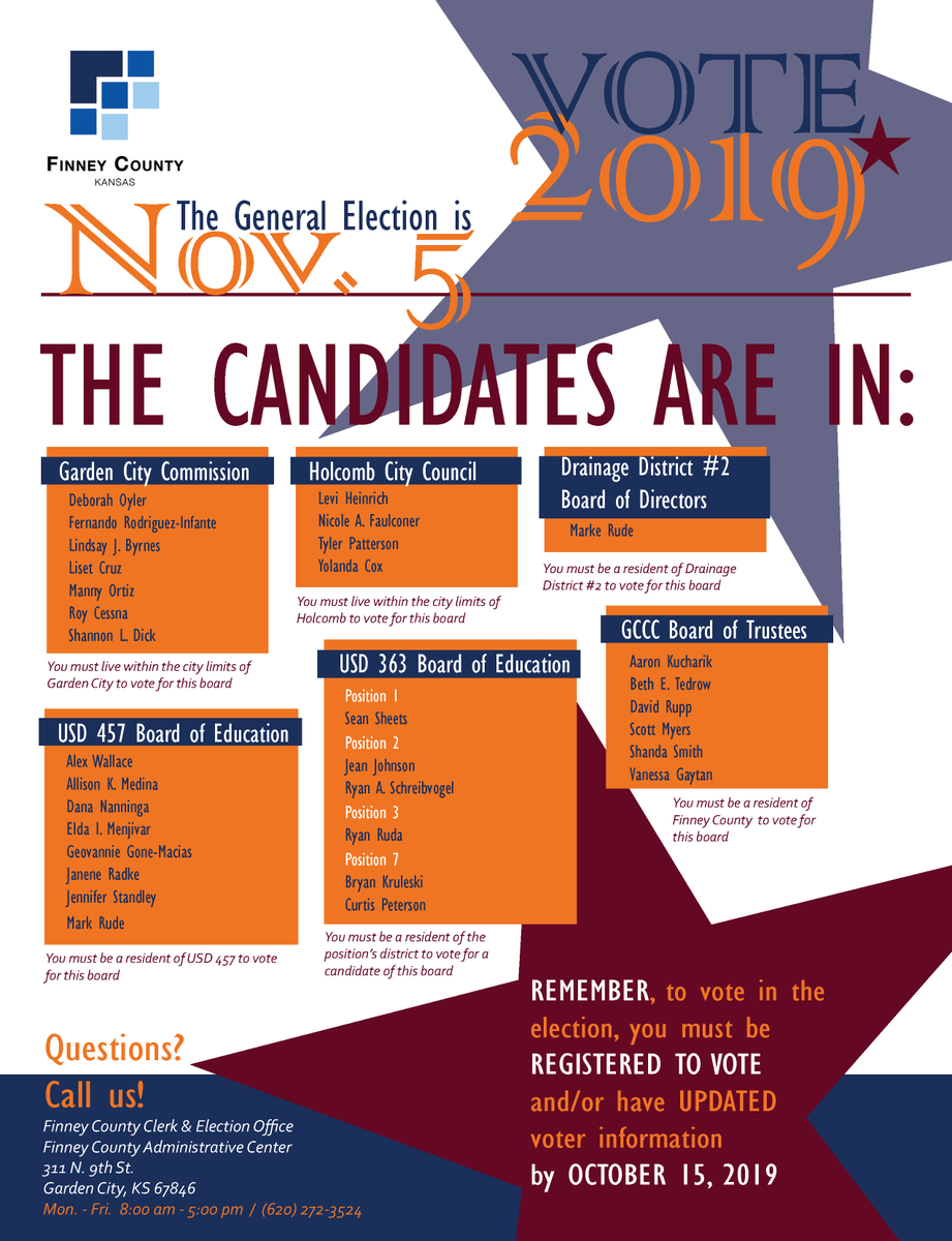 finneycounty's tweet photo. The candidates are in! #2019Elections #FinneyCounty https://t.co/v1D6vBTBNv