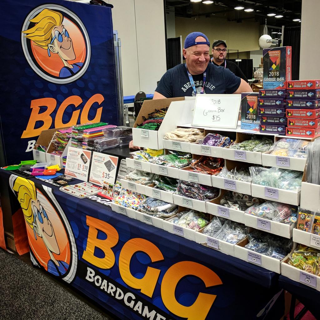 BoardGameGeek's tweet photo. BGG Store at @originsgamefair is up and ready for business. So many cool geek up bits for sale! #bgg #boardgamegeek #origins2019 #originsgamefair #bggstore #promo #geekbits #geekupbits https://t.co/40OZM5W5UM