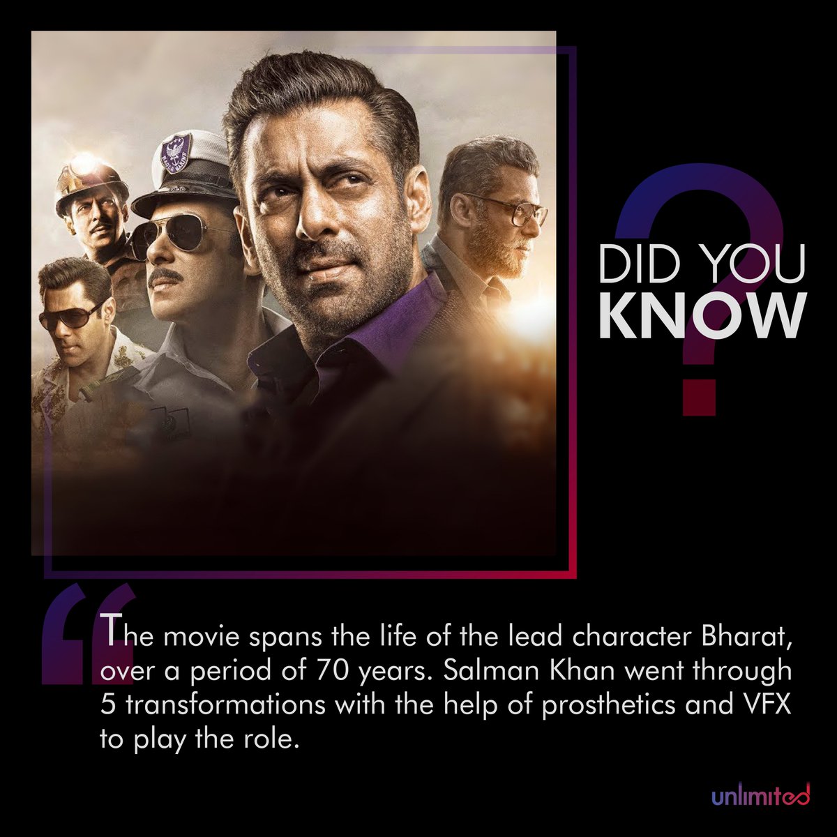 The journey of a man and a nation together! Here are some things you might not have known from Salman Khan's new thriller 'Bharat'

#SalmanKhan #KatrinaKaif #Bharat #GulshanKumar #TSeries #JackieShroff #DishaPatani #Eid2019