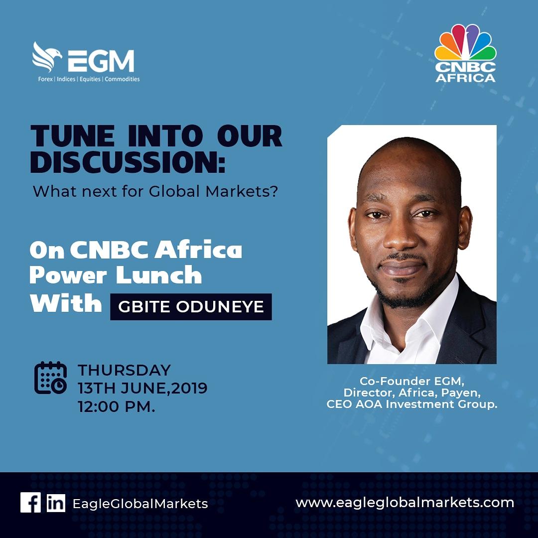 EGMarkets's tweet photo. Our co-founder Gbite Oduneye will be on @cnbcafrica 's Power Lunch tomorrow.
Be sure to tune in!
.
.
#EGM #GlobalMarketAnalysis #FiancialAnalysis #GlobalMarketWatch #NigeriaCapitalMarket #FinTech #Globalmarkets https://t.co/zLYPgOJiaX