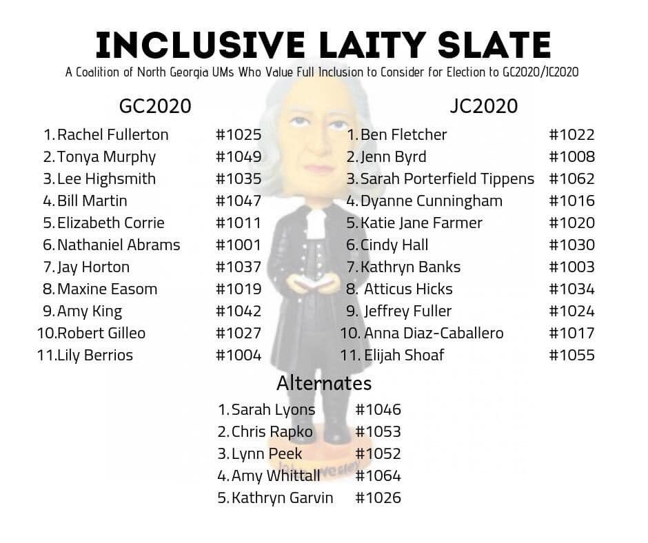 gaumcnext's tweet photo. We are in the midst of voting at Annual Conference and we need your help!  Those who are voting, let’s send delegates to GC who reflect inclusion for all! Much work to still do.  Georgia UMC Next endorses the below lay delegates. #VOTETHESLATE #NGAC19 https://t.co/s17kMMfbfb