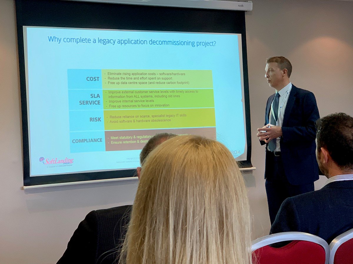 Macro_4's tweet photo. Cost? Service? Risk? Compliance? Why undertake an IT decommissioning project? Here are some thoughts from @Macro_4_Sam at #IntPower19 @i_ug_uk https://t.co/bBRo0I5odQ