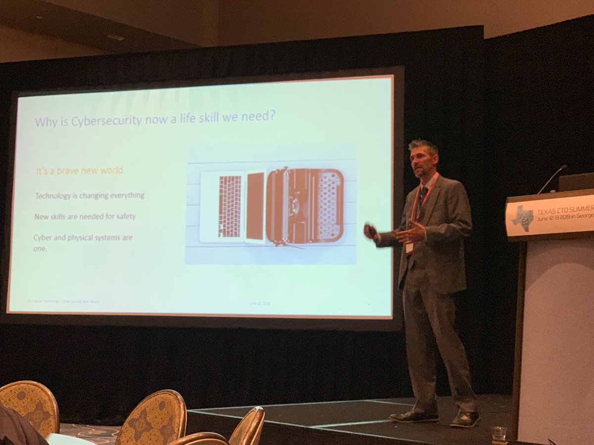 Ryan Cloutier presenting CyberSecurity, New Life Skills and Preparedness for the Future @TX_CTO_Council. #txcto19. #txctoclinic19