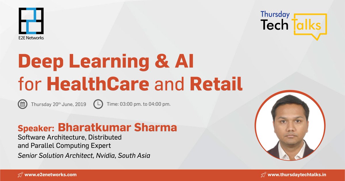 e2enetworks's tweet photo. Want to learn how AI is impacting Health care and Retail industry?
Discover by registering for the Free Webinar lead by the Industry Experts : https://t.co/e6LveVvBxx

#AI #ArtificialIntelligence #HealthCare #RetailIndustry #ThursdayTechTalks #E2Enetworks #TTTbyE2E https://t.co/iZf8lLuXg3