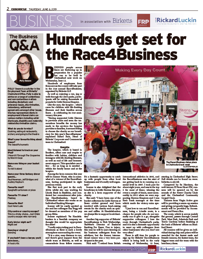 The countdown has well and truly started! Good luck to all the runners taking part in <a href="/birkettsllp/">Birketts LLP</a> #Race4Business tonight in aid of #LittleHavens. Thank you for your support. #Chelmsford #Essex