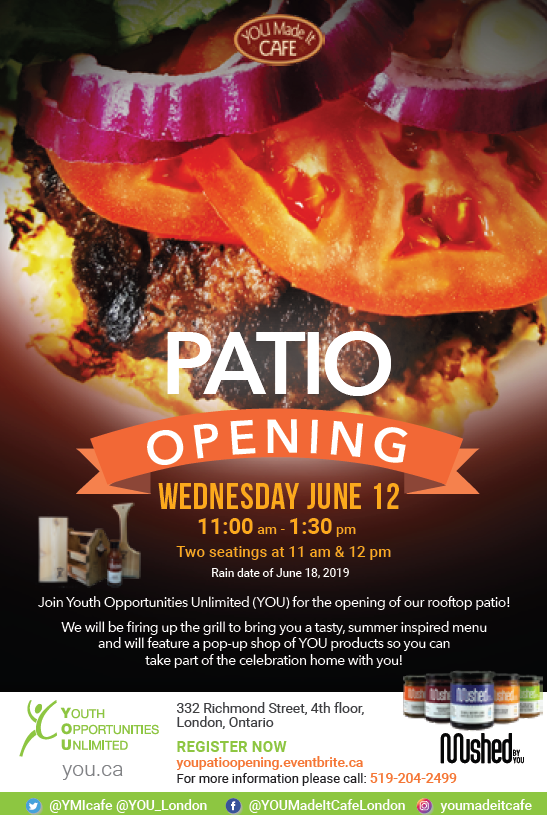 YOU_London's tweet photo. The sun is shining and we are ready to greet you on our rooftop patio! ☀️ It's not too late to register for the 11am or 12pm lunch seatings at the #PatioOpening today! 🍔 https://t.co/aZODWZbSGL See everyone then 🥰 https://t.co/uRlixGkcHs