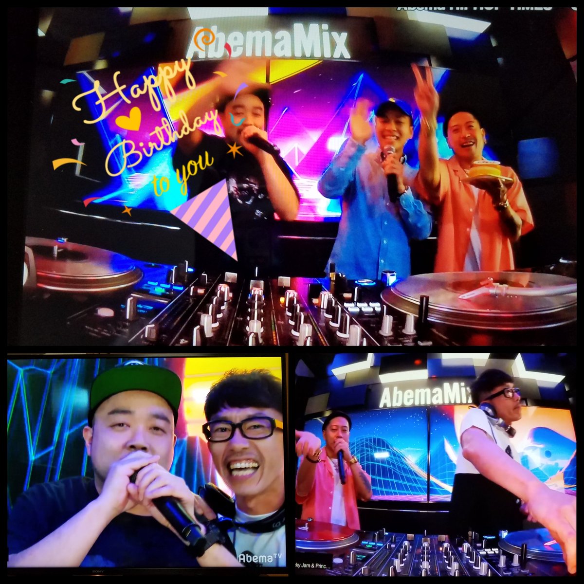 amami4996's tweet photo. ビグウェン楽しかったぁ💕HAZIMEさん、happybirthday👏サプライズ、良かった✨反省会、ユーさんも参加👍
#AbemaMix #ビグウェン #セロブル #djwatarai #djcelory #djhazime #mcbull #youkid https://t.co/rcREfC8RS8