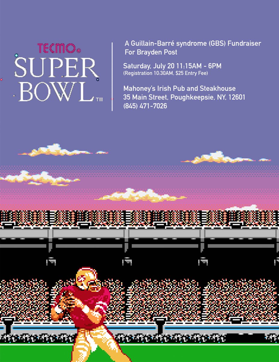 nytecmo's tweet image. Tecmo Tournament &amp;amp; Fundraiser. Coming this summer. #Tecmo #TecmoSuperBowl #NYTecmo #TecmoBowl