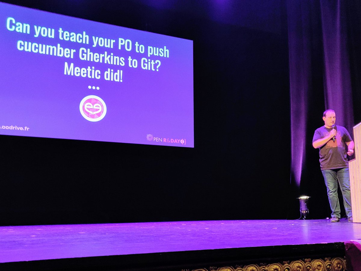 <a href="/arnaud_georgin/">Arnaud Georgin</a> talking about how <a href="/MeeticTech/">Meetic Technology</a> succeeded in making POs use gherkins and git for better understanding between tech and product at #OpenRDay