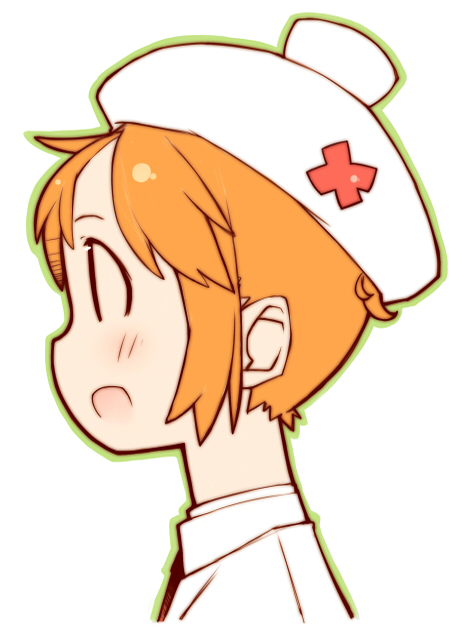 1girl solo hat open mouth nurse cap blush orange hair  illustration images