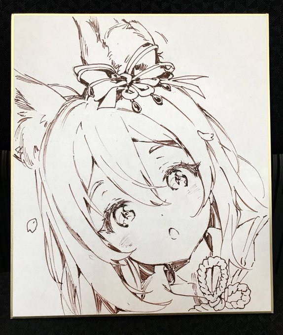 Dokomi(@DoKomi)で描いてた色紙!アナログ久々で楽しかったです〜 