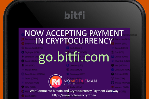 TheBitfi's tweet photo. GET YOUR BITFI WITH CRYPTOCURRENCY. We now accept multiple cryptocurrencies using the highly recommended #NoMiddlemanCrypto #WooCommerce #Bitcoin and #Cryptocurrency Payment Gateway. Get your #Bitfi today with your #cryptocurrency of choice! https://t.co/GU4r1xWEc6

#Adoption https://t.co/XbZAeZorXd