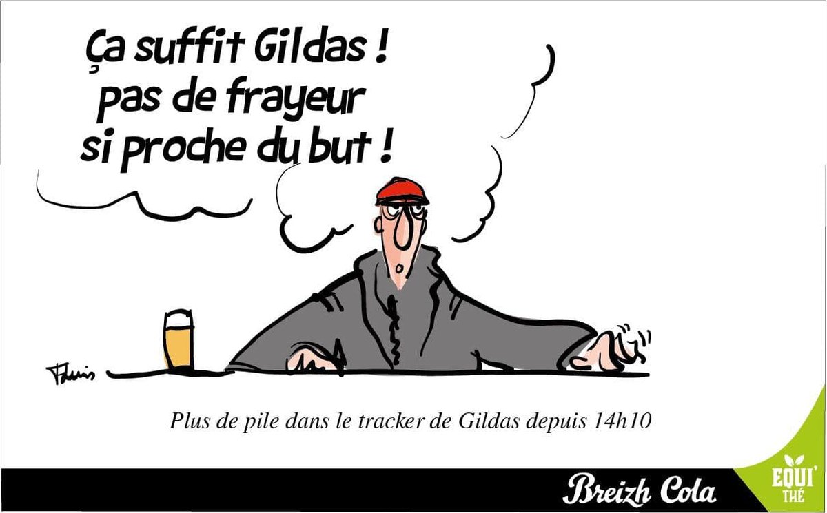 Plus de pile dans le tracker de Gildas ! Peu importe, il est toujours dans le peloton de tête. #GoGildas
