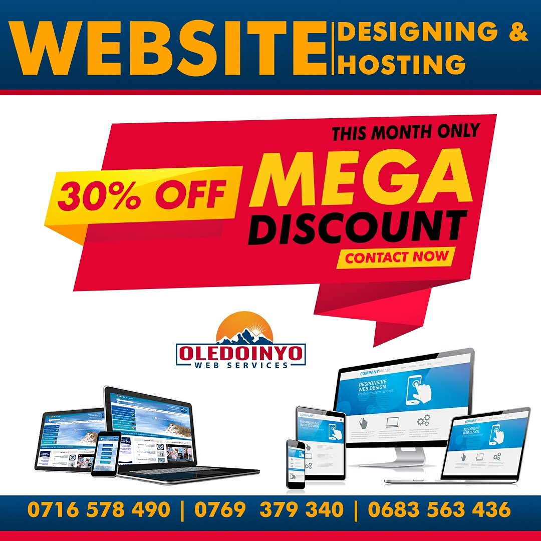 30% Discount June ukidesign kwetu tunakuhost free kwa mwaka mmoja. Tangaza biashara yako kupitia website leo ufikie watu wengi zaidi.

#12thJune #2019 
#OneLastTime #WorldDepressionDay pic.x.com/O0oqSoPvnU