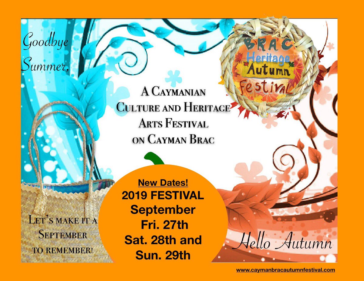 Let’s make it a September to Remember. Check out new dates for Brac Heritage Autumn Festival 2019. Friday 27th, Saturday 28th and Sunday 29th.
#bracheritageautumnfestival #bracheritageautumnfestival2019 #goodbyesummerhelloautumn #caymanianheritage #caymancreatives #artsfestival
