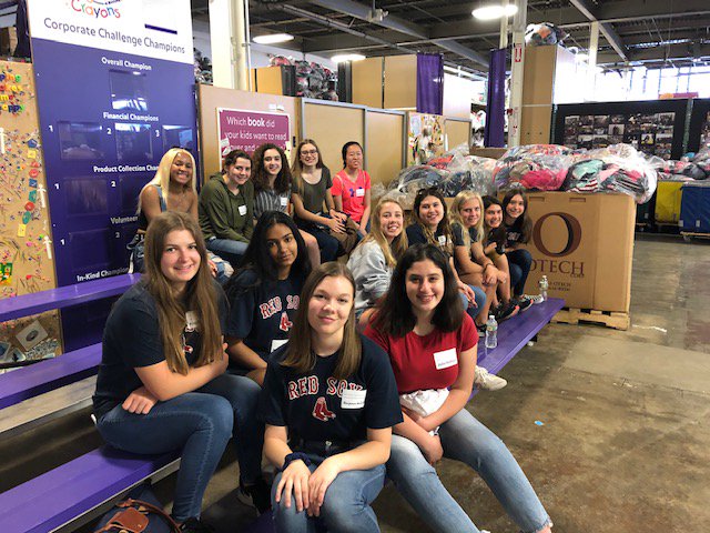WestonHist's tweet photo. Back home in Weston, @BairstowSusan and Mrs. McLoughlin are helping Weston High students change the world during June Academy- yesterday they volunteered at Cradles to Crayons. https://t.co/Wfmcol2yte