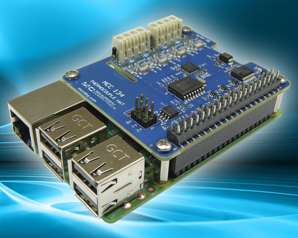 MCCDAQ's tweet photo. Introducing the NEW MCC 134 from Measurement Computing! Learn more about this Temperature DAQ HAT for #RaspberryPi at https://t.co/jU89qfpWUT #DAQ #PiHAT #DAQHAT #DataAcquisition https://t.co/kVLCv3Dq07
