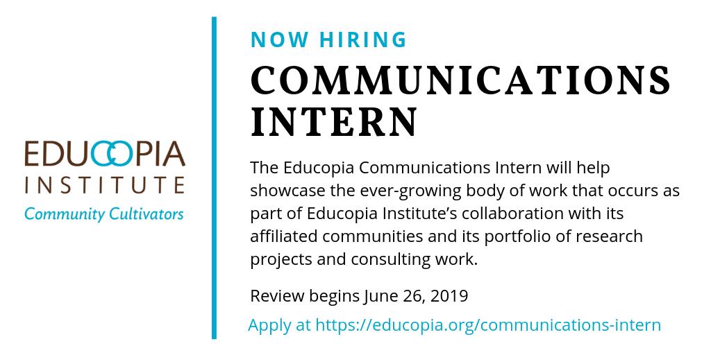 Educopia's tweet photo. We're looking for a Communications Intern to help amplify the work of @Educopia, @LibPubCoalition, @bitconsortium, @SoftPresNetwork, and @metaarchive! #librarypublishing #digipres #SavingSoftware #LibraryJobs
Learn more and apply: https://t.co/beHMdge0fj https://t.co/xeYJnaXWeU