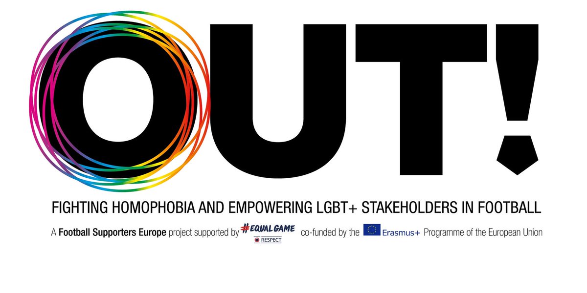 FansEurope's tweet photo. 🌈| FSE are pleased to announce the official launch of OUT!, an @EUErasmusPlus project w/ @prideinfootball, @Belgianfootball &amp; @FFgH2014.

OUT! aims to fight homophobia &amp; empower #LGBT stakeholders in football. 

➡ Find out more: https://t.co/r7bdUSo9JS https://t.co/uxJPtdnfMG