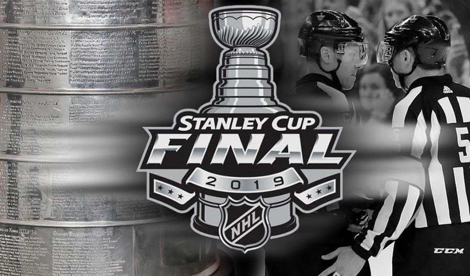 ScoutingTheRefs's tweet photo. The NHL Referees and Linesmen for Game 7 of the Stanley Cup Final between the St. Louis Blues and Boston Bruins https://t.co/QcM7qBxmJ9 https://t.co/s3o83basX1
