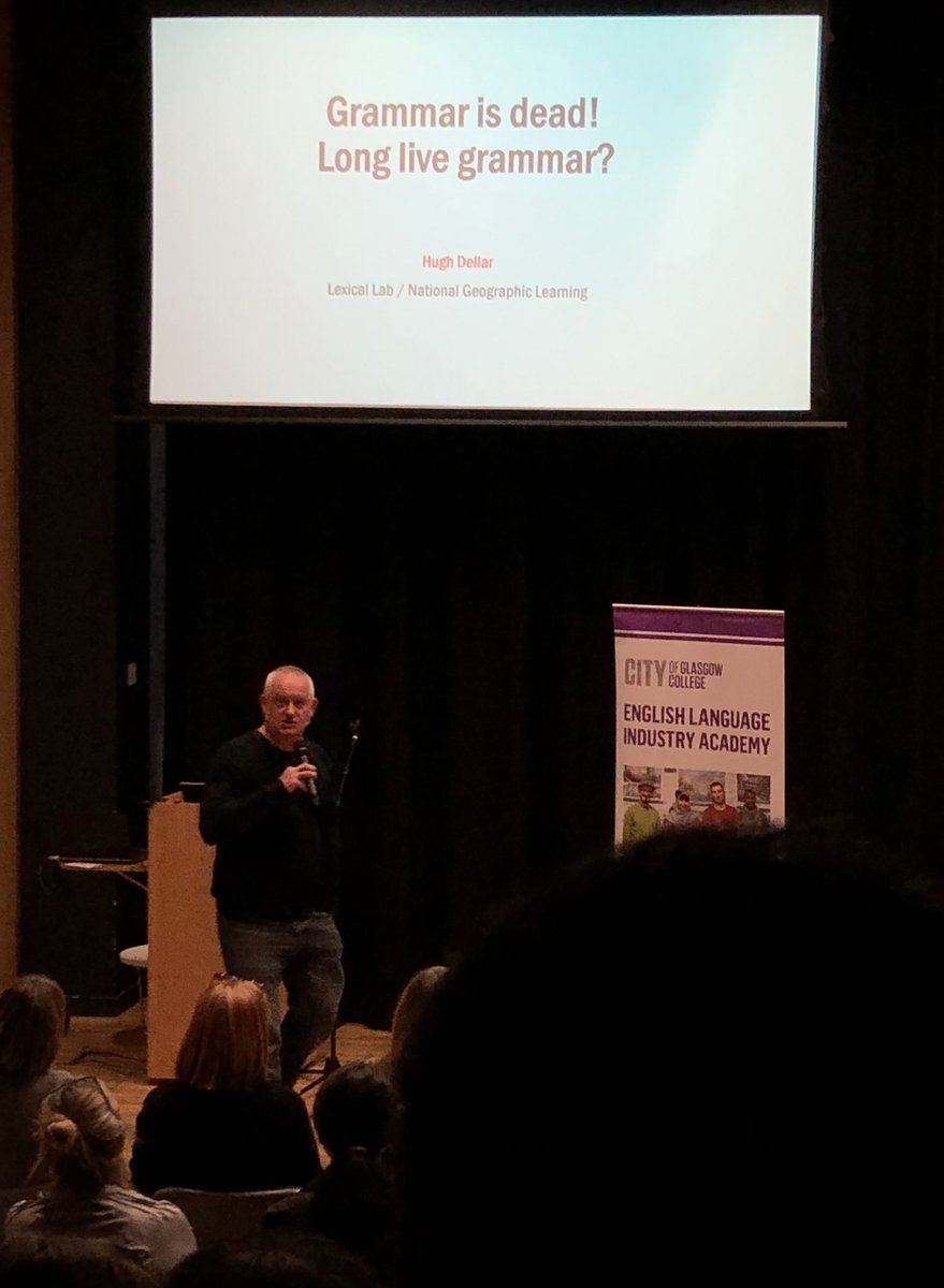 nescake's tweet photo. #esolglasgow2019
@esoldaveglasgow 
#esolglasgow2019
#esol 
Hugh Dellar - Grammar is dead! https://t.co/1MeVN46oyp