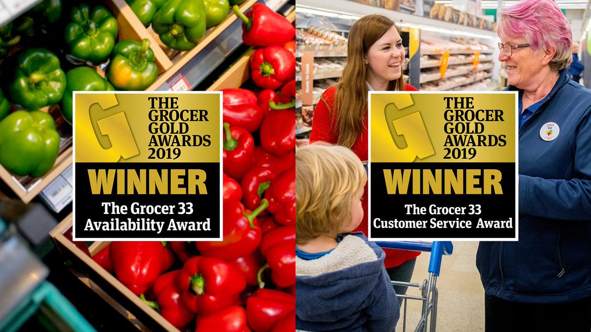 tesconews's tweet image. Thank you to all of our colleagues for their hard work - following a year of mystery shopping we walked away with both the Grocer 33 Service and Availability awards, for the best customer feedback scores and the fewest out of stock items, respectively #GrocerGold