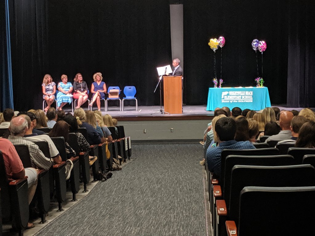 It is Mr. Norvell's storybook time at the WBS 5th grade promotion Ceremony today. He taught us about perserverance, being a good citizen, and using our voices to protect each other and be kind as we grow up!
<a href="/WBeachSchool/">WBeachSchool</a> <a href="/NewHanoverCoSch/">New Hanover County Schools</a> <a href="/tsmarkley/">Timothy Markley</a> <a href="/JakkiJethro/">Jakki Jethro</a>