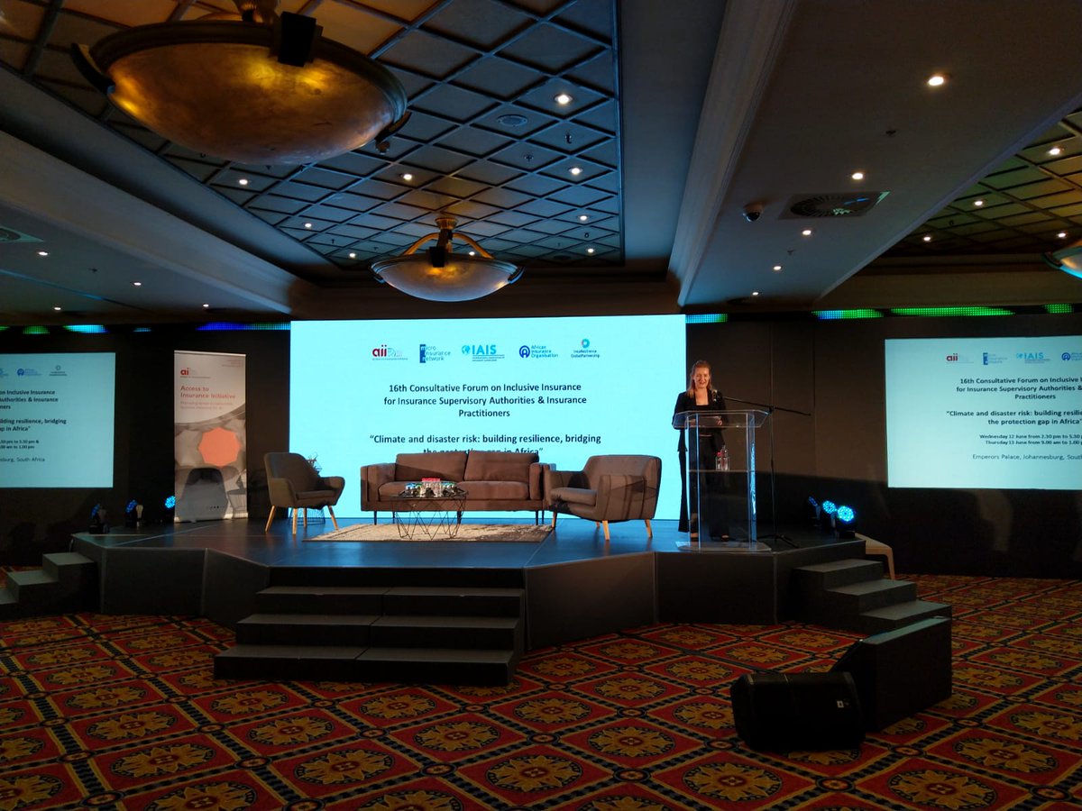 NetworkFlash's tweet photo. Welcome remarks by our co-organiser @a2ii_org, host African Insurance Organisation & @SAReserveBank to kick off proceedings at the 16th Consultative Forum on #InclusiveInsurance in #Johannesburg #SouthAfrica #IAIS @InsuResilience #16thCF https://t.co/Wv0QmbPy7t
